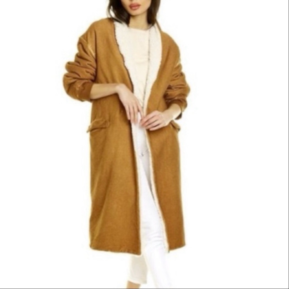 Something Navy - Brown Reversible Teddy Sherpa Lined Coat
